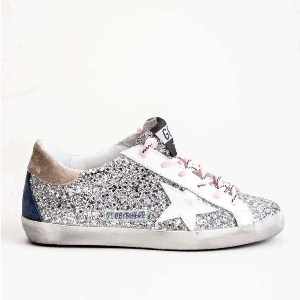 golden goose superstar sneaker SIZE 38 EU - silver glitter - Picture 1 of 16